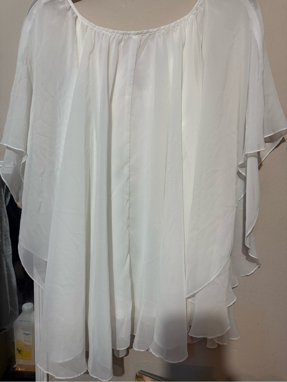 White Chiffon Tunic Top with Decorative Ring - Picture 3 of 3